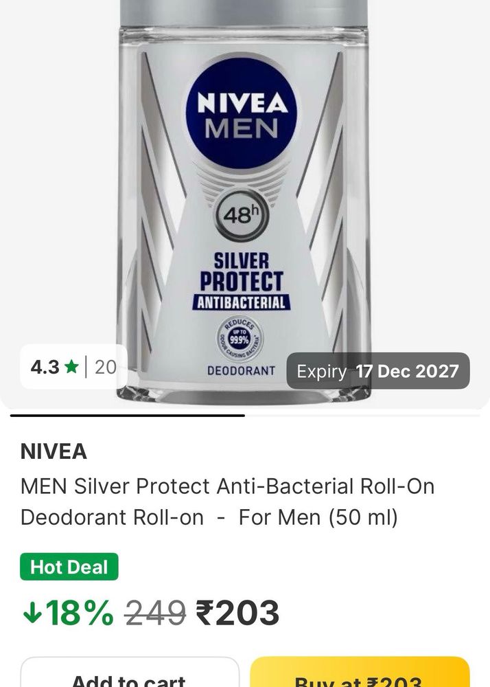 Nivea Men Silver Protect Deodorant full size new