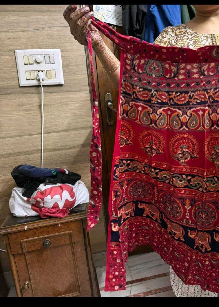 Red Elephant Print Skirt (wraparound)