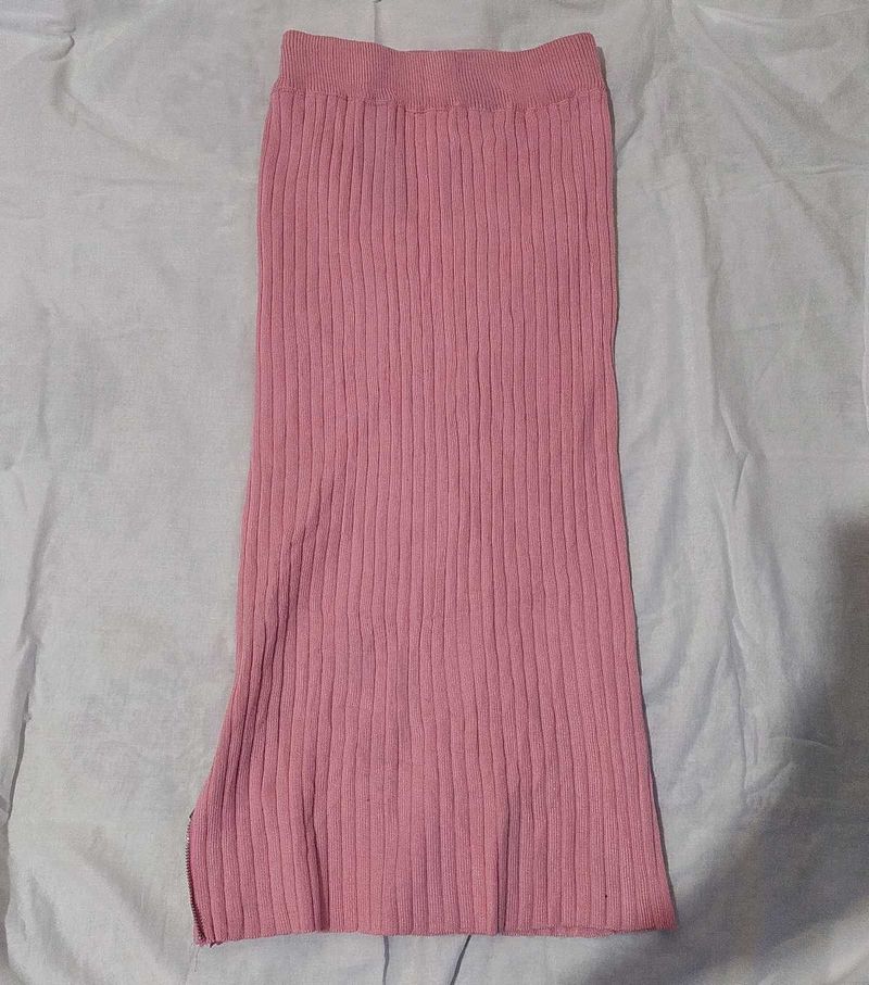 Pink Bodycon Slit Skirt