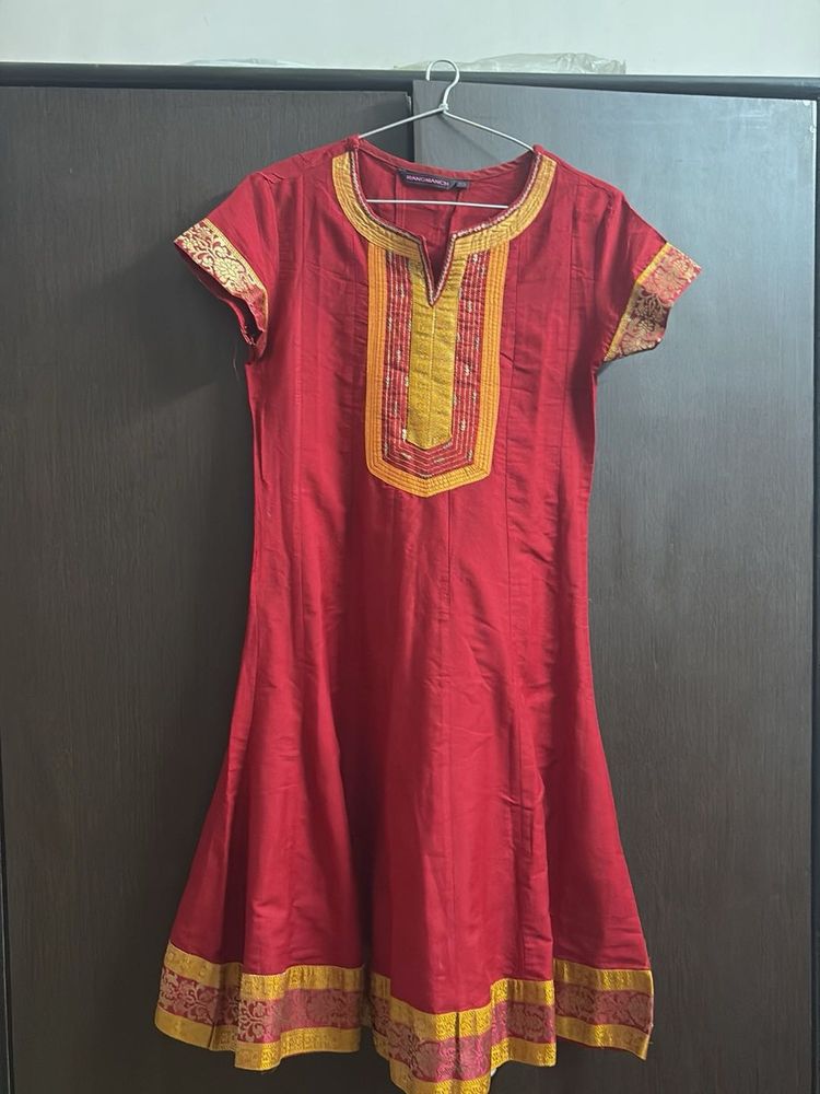 Red &amp; Gold Kurta Festive Wear
