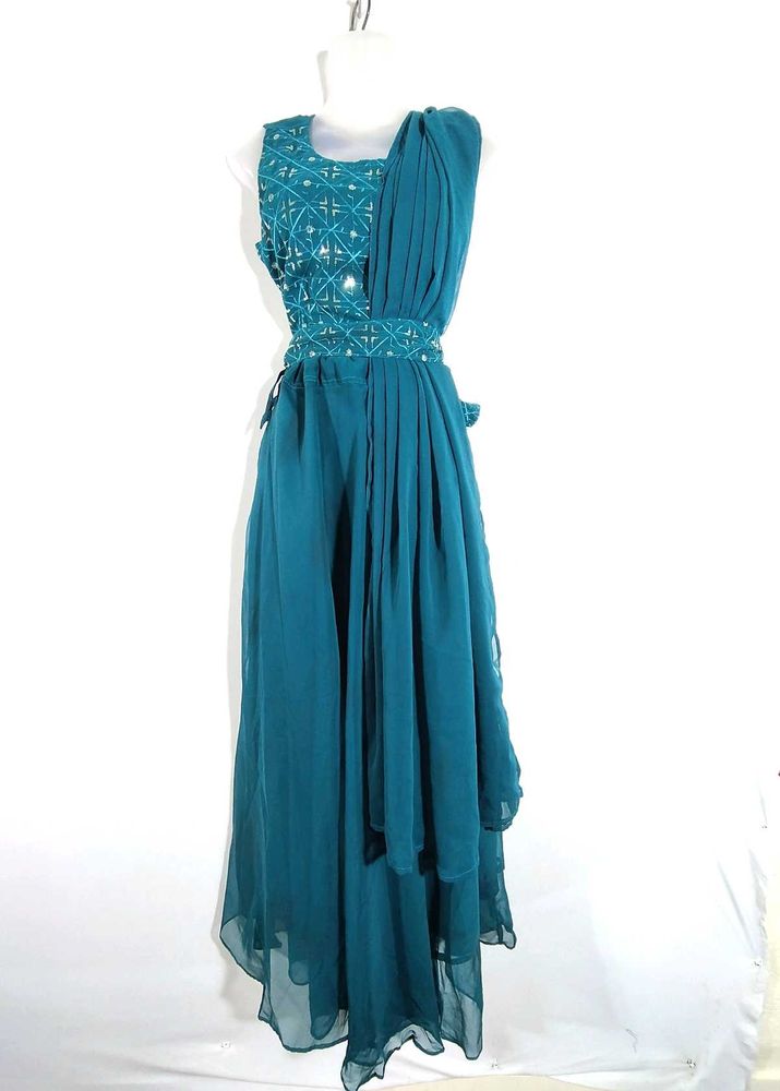 Turquoise Blue Top And Palazzo (Women&#39;s)