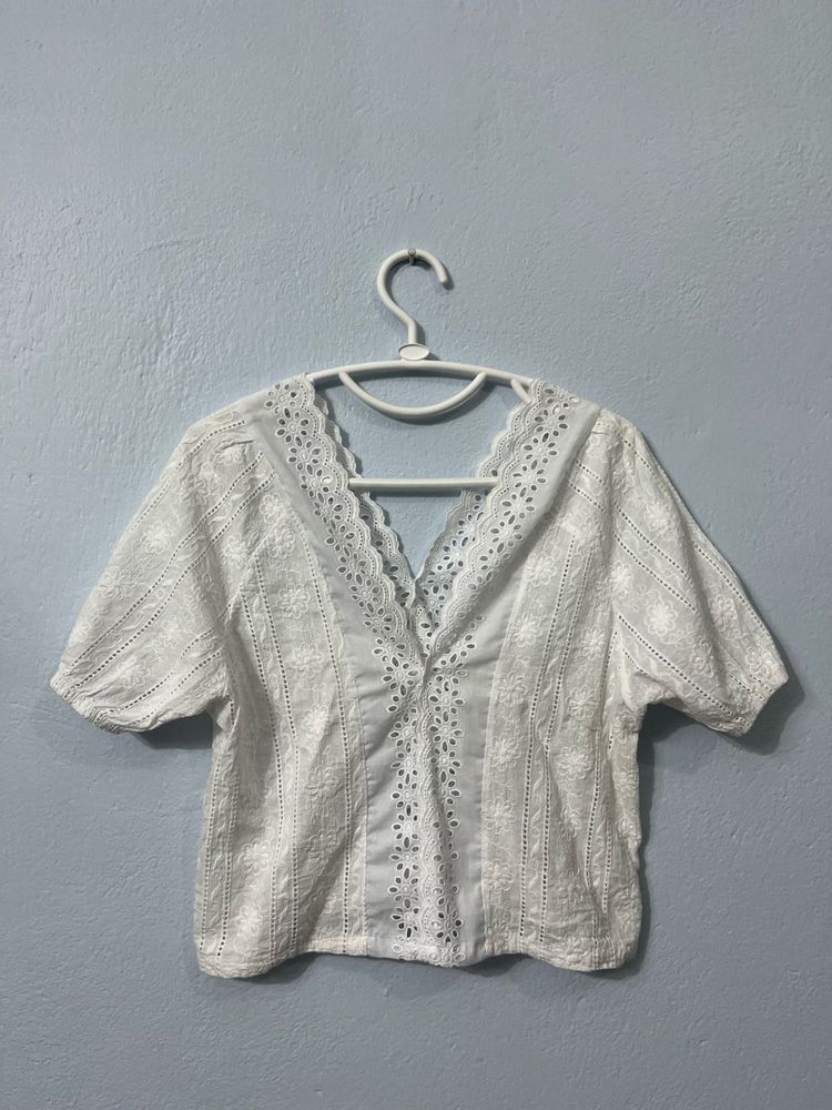 Summery White Cotton Top