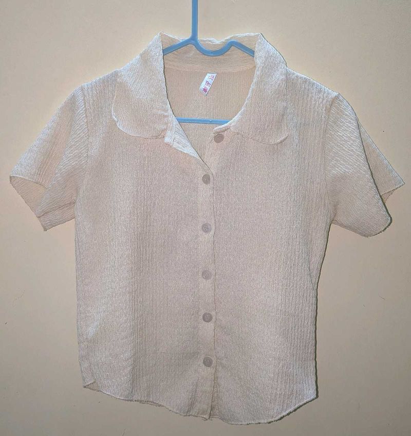 Pale/Butter Yellow Button-Down Top/Shirt