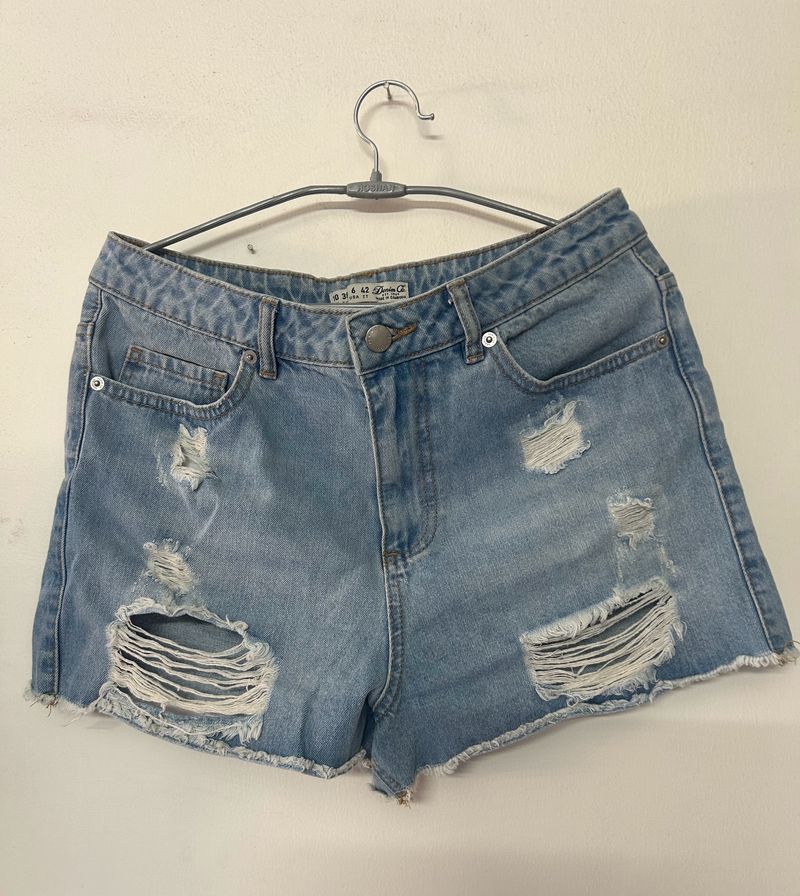 Ripped Denim Shorts