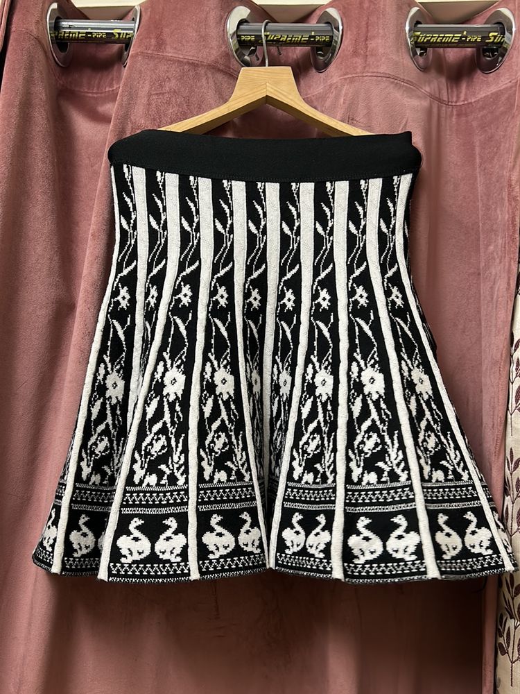 Black And White Skirt With Intricate Design