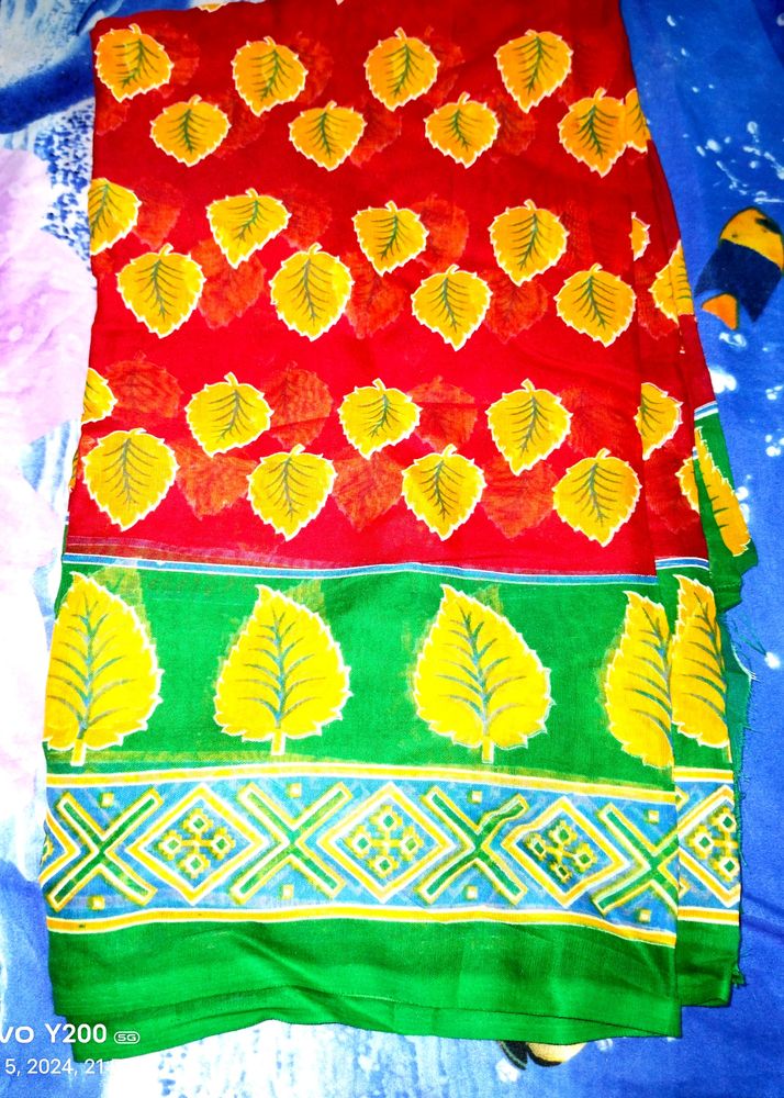 Nice 🍒♥️ Red New Cotton Saree