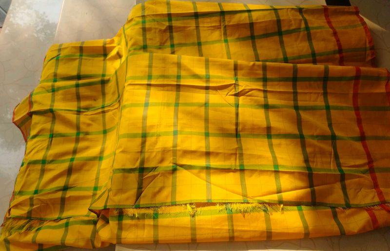 Yellow Checkered Dress Material