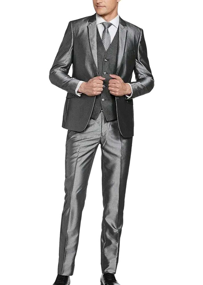 Stylish Metallic Grey  coat pant Suit
