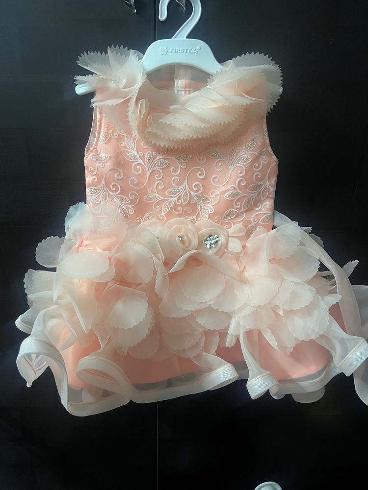Peach Colour Kids Frock 1-2 Year