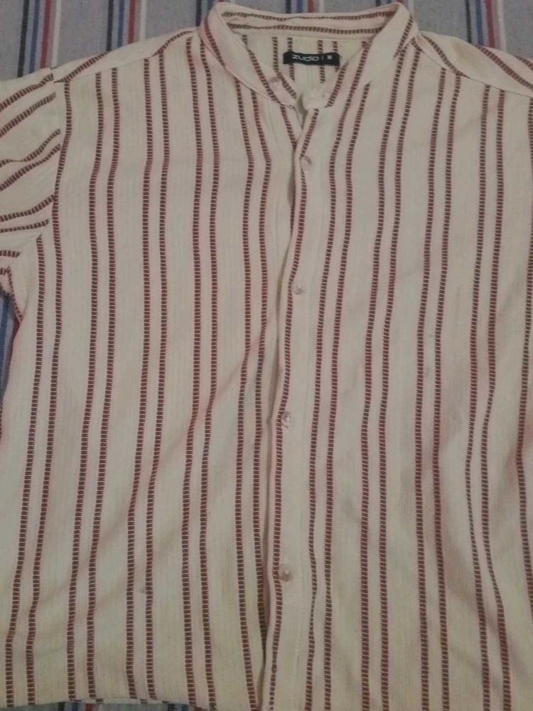 Zudio M Striped Band Collar Shirt