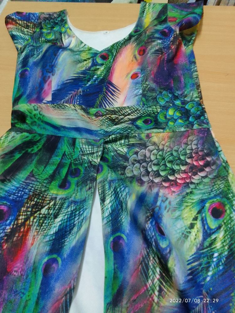 Peacock print unique dress for girls