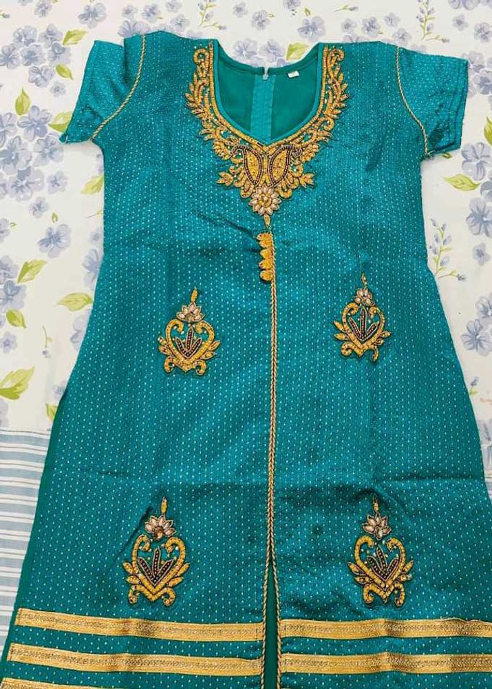 Teal Embroidered Kurta