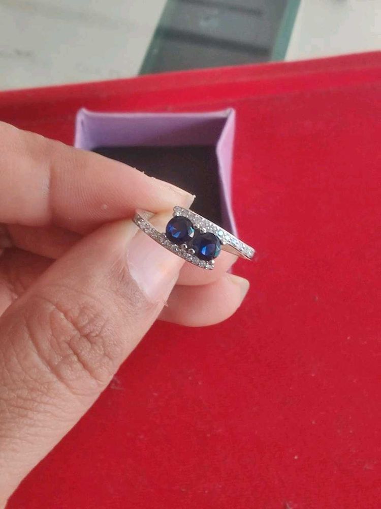 Sapphire and Diamond Accent Ring