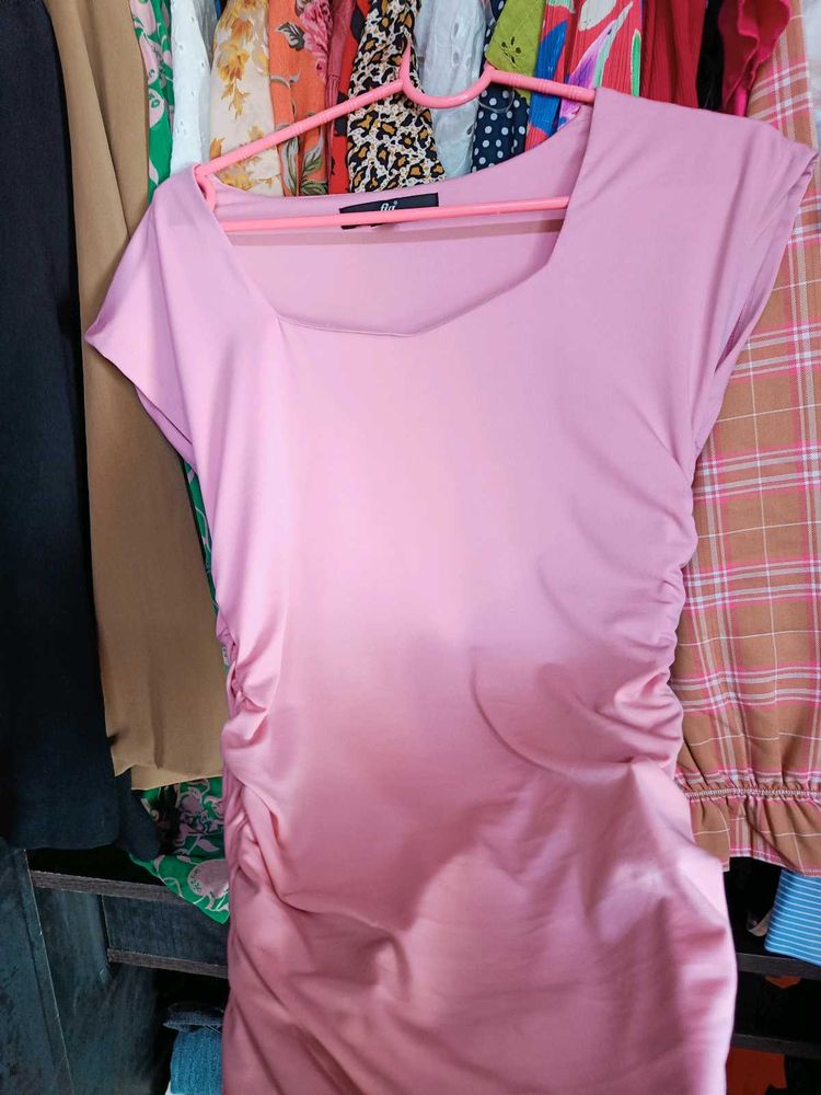 H&amp;M Pink Ruched Bodycon Mini Dress