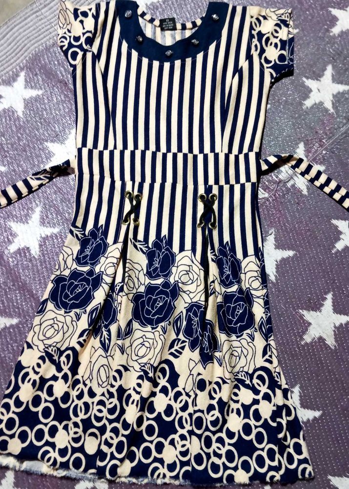 Beige Blue Colour Dress