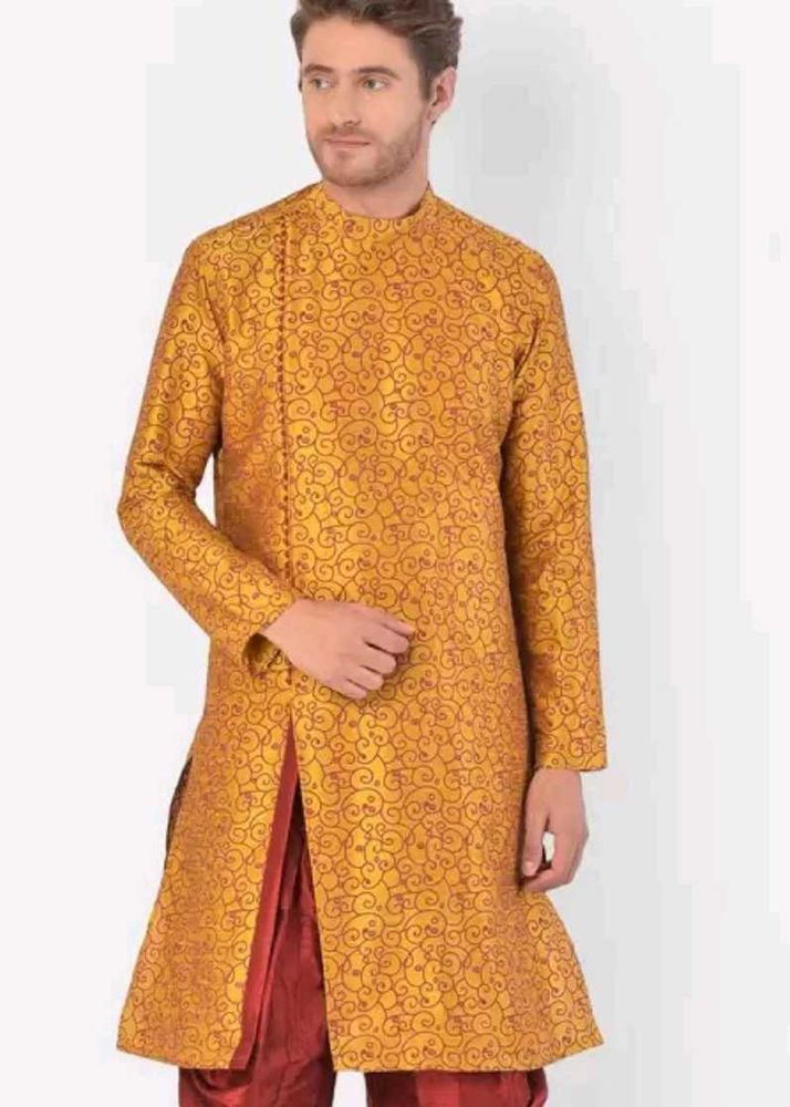 Ethnic motifs printed silk kurta