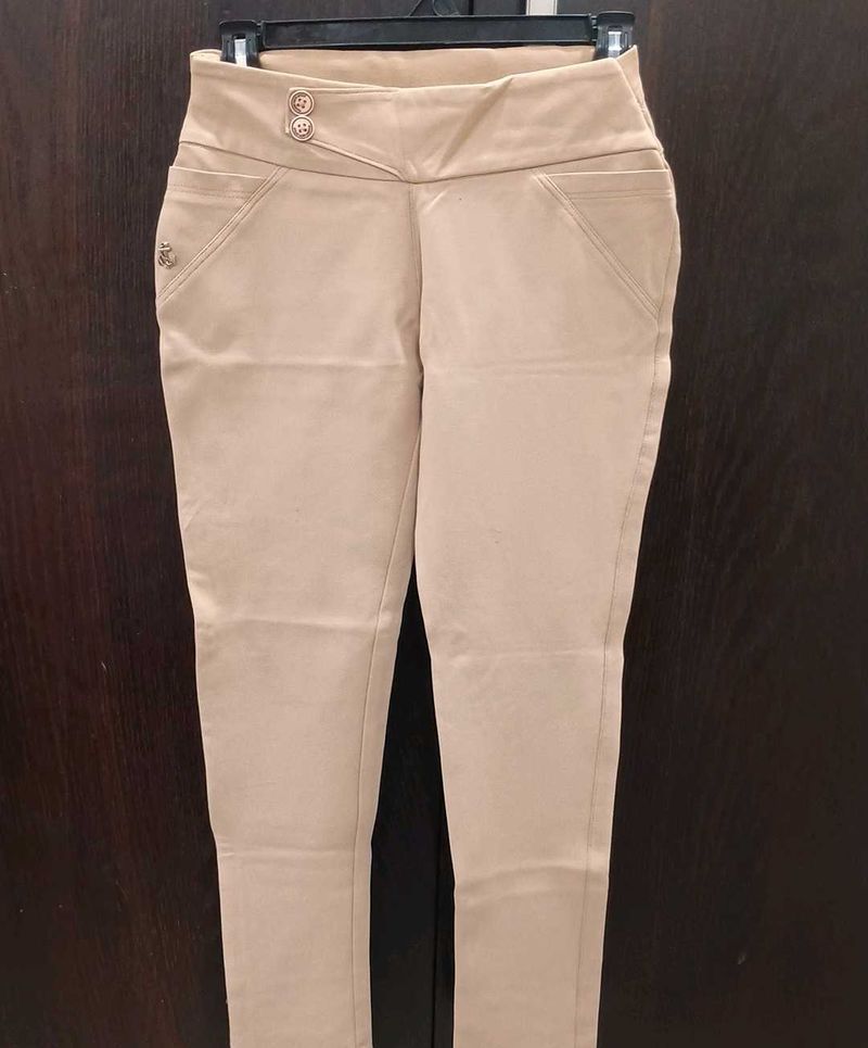 Beige Casual Pants