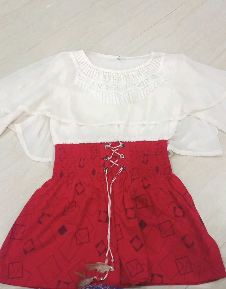 Red &amp; White Casual Top