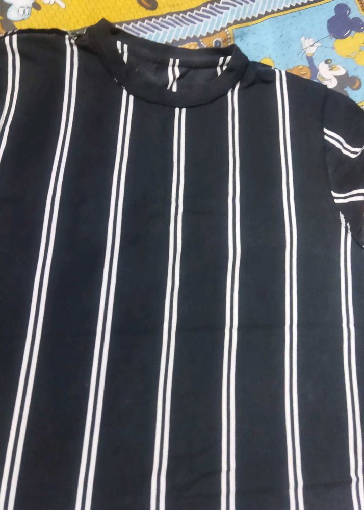 Striped Mock Neck Top