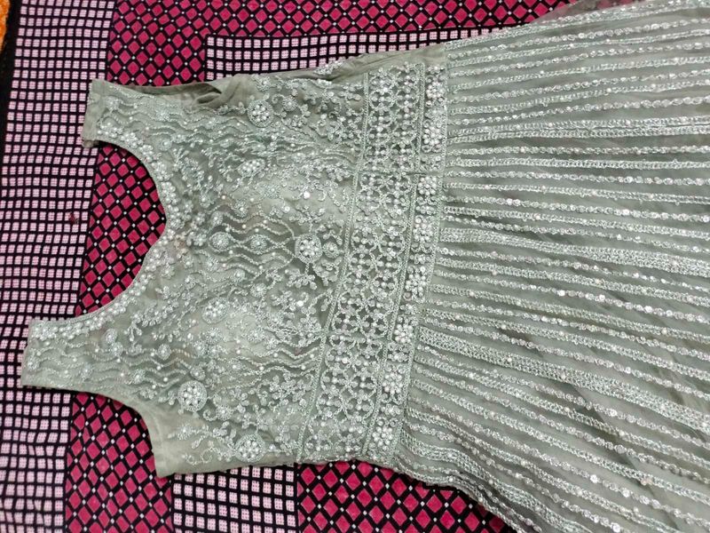 Elegant Silver Embellished Gown