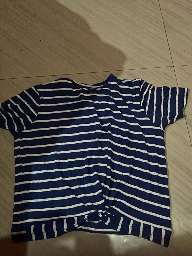 Striped Knot-Front Tee