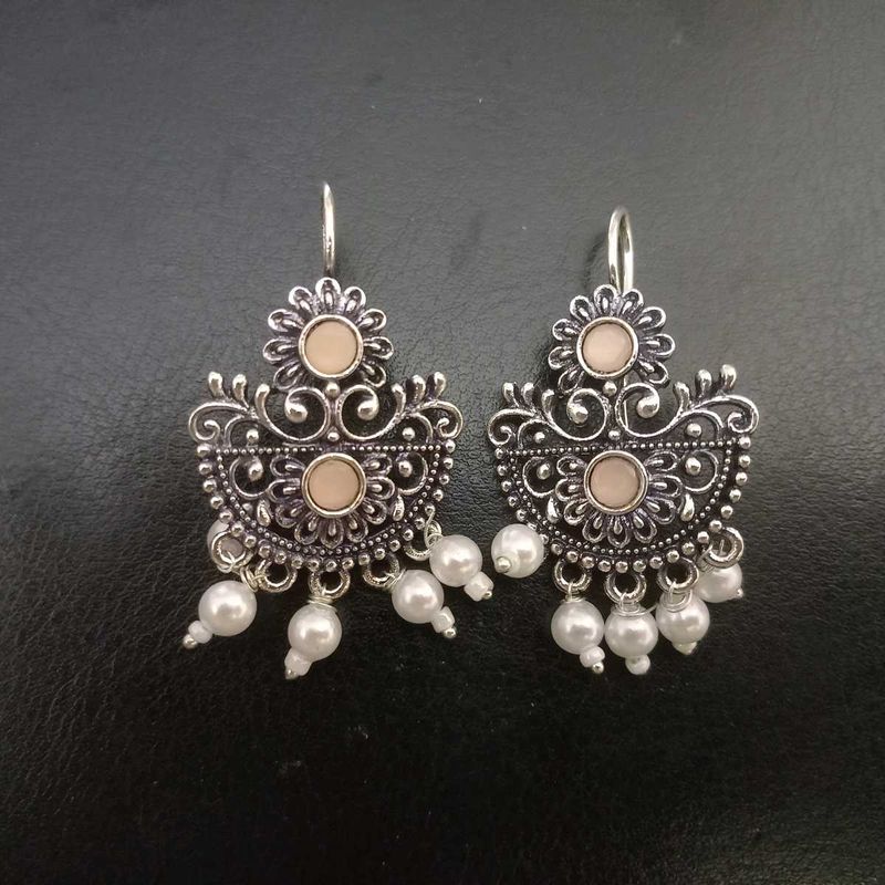 Silver Tone Pearl Drop Earrings