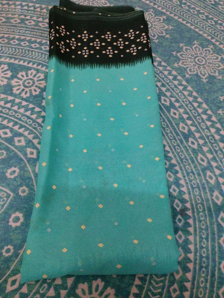 saree blue with dark green border
