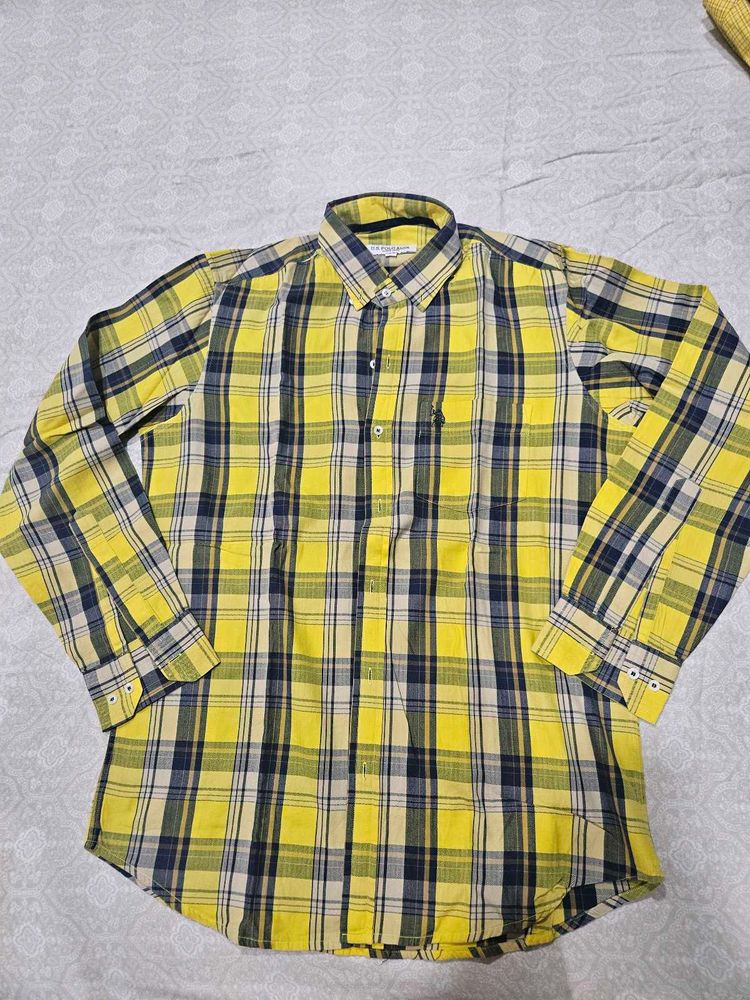 US Polo Yellow Checkered Shirt (Size L)