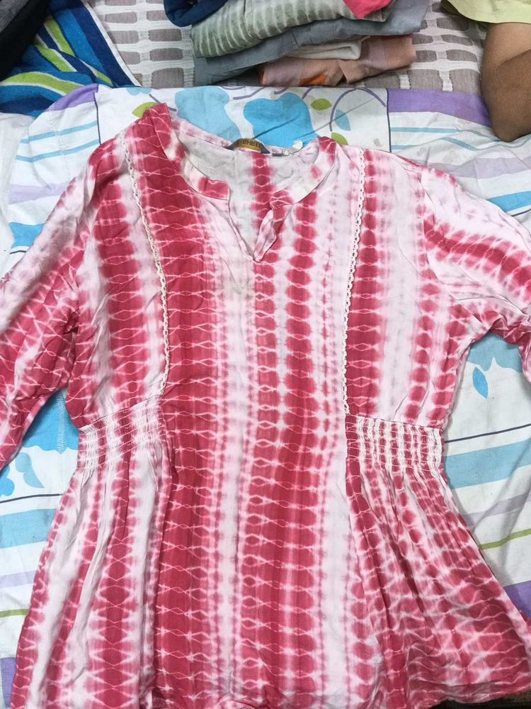 Pink Tie Dye Peasant Blouse
