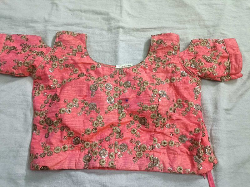 Embroidered Pink Blouse and lehenga