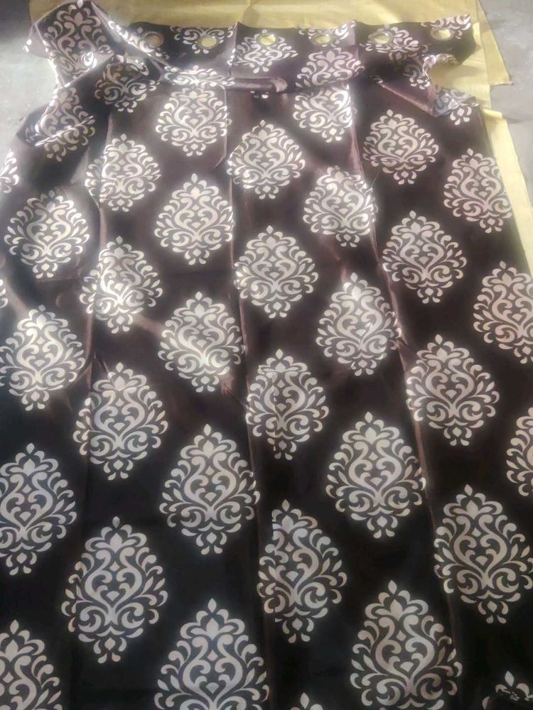 Damask Patterned Curtains in choclate colour