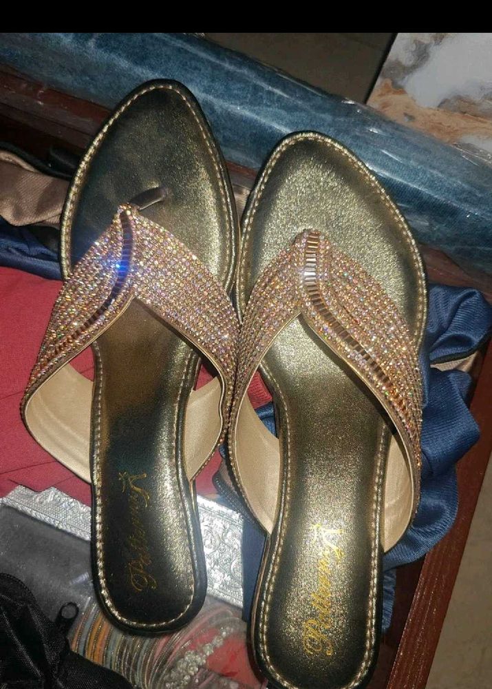 Sparkly Gold Thong Sandals