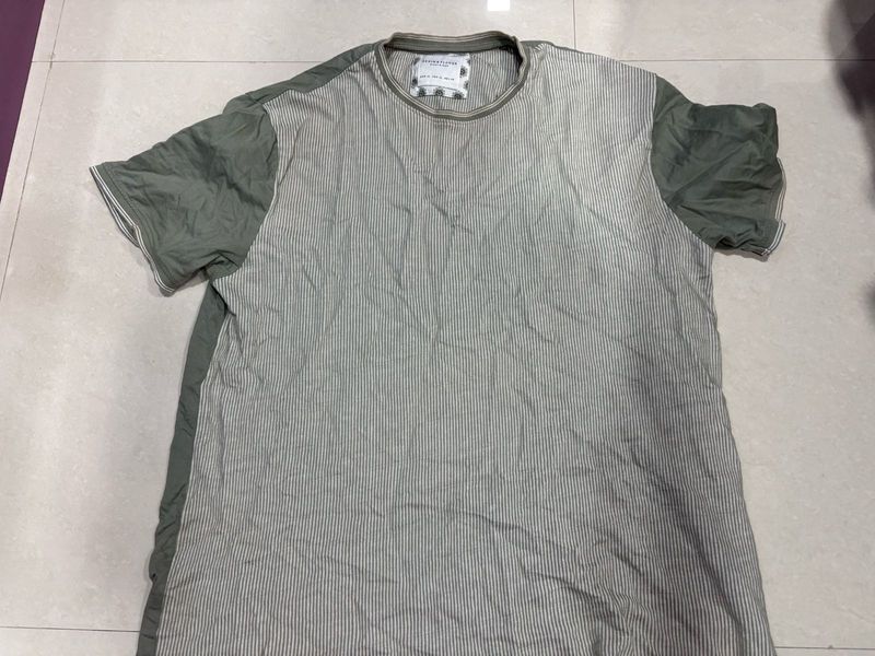 Unique Striped and Solid Panel Tee