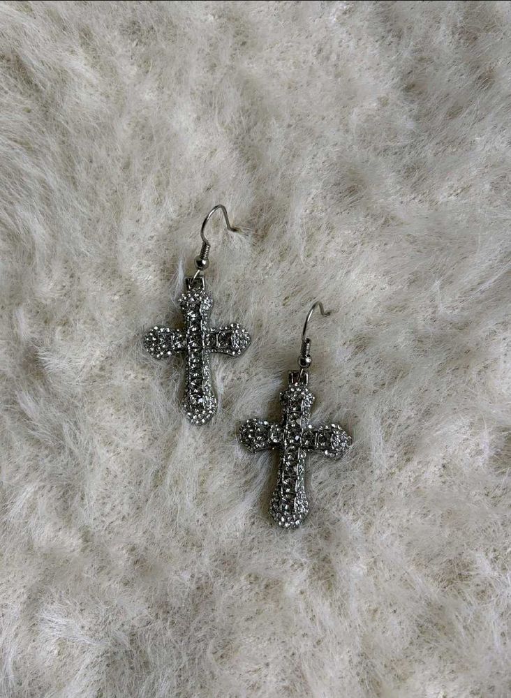 Iced Cross Dangle earring