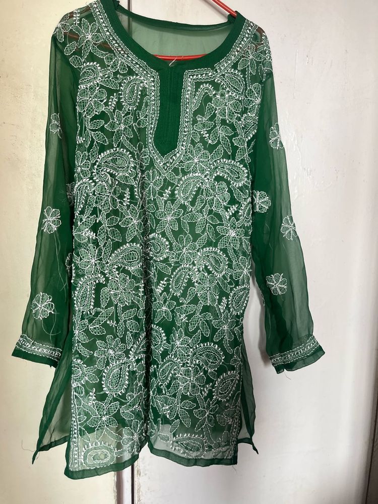 Green chikankari Kurta