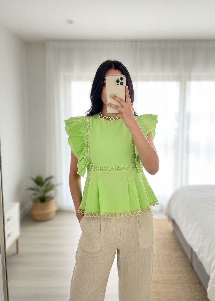 Green Ruffle Top