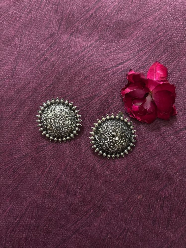 Silver Boho Stud Earrings