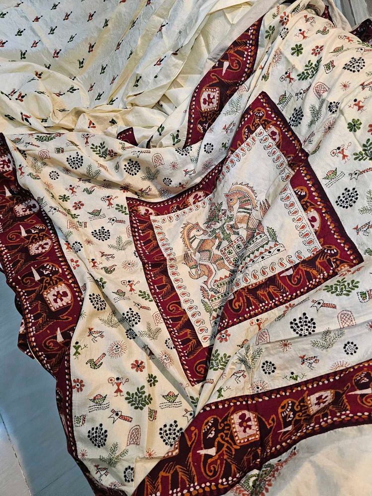 Pure Katha Stich Saree On Pur Silk
