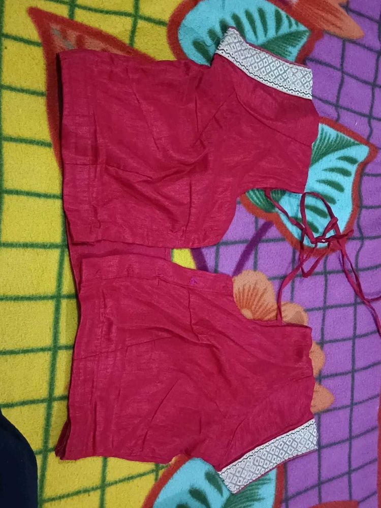 Red Readymade Saree Blouse