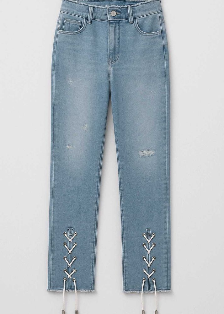 Lace-Up Hem Jeans