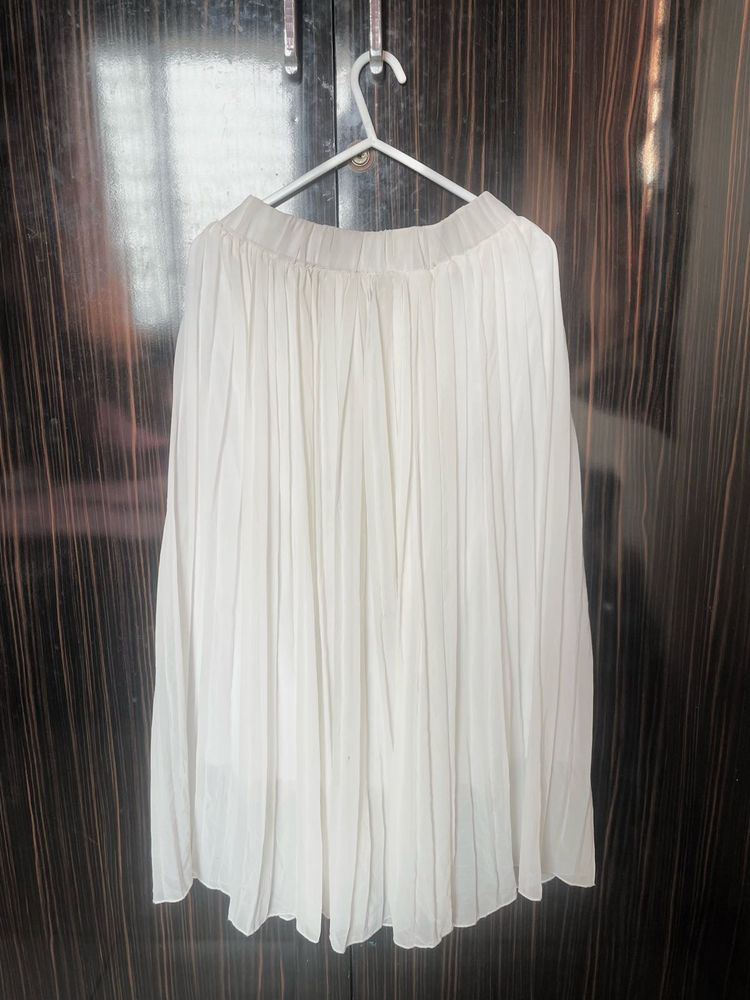 White Pleated Skirt