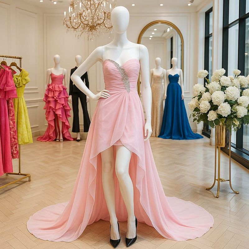 Elegant Pink High-Low Gown