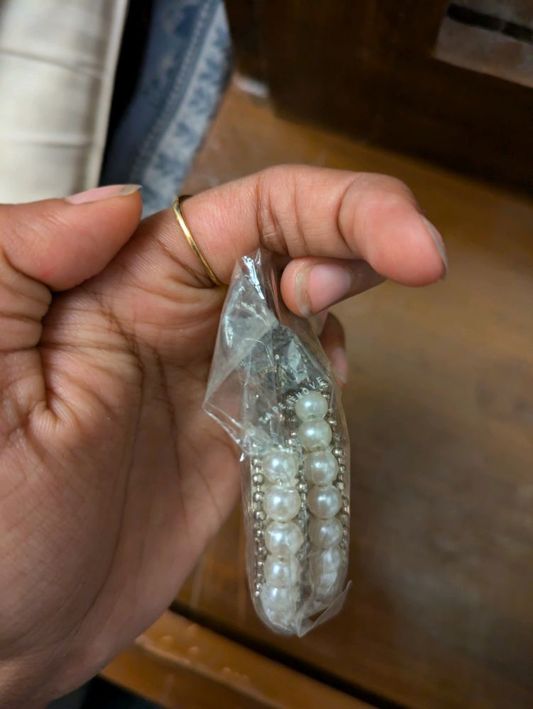 Combo Of White Pearl &amp; Grey Metal Earring