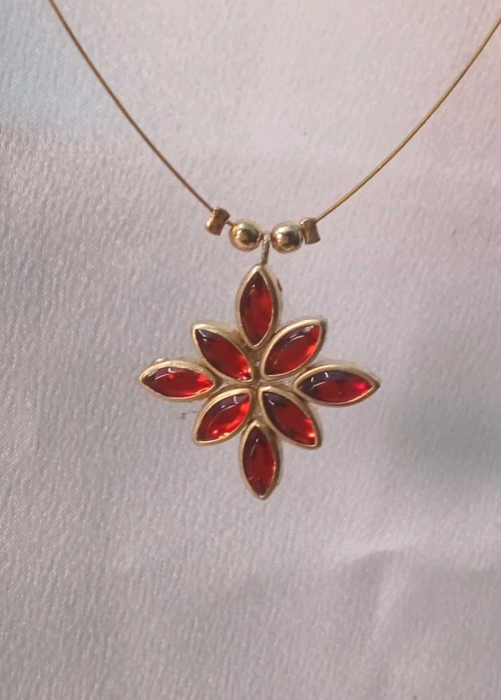 Red Floral Pendant Necklace