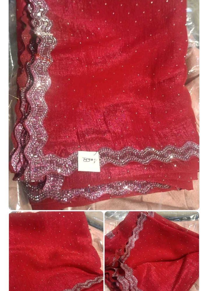 Red Beaded Saree