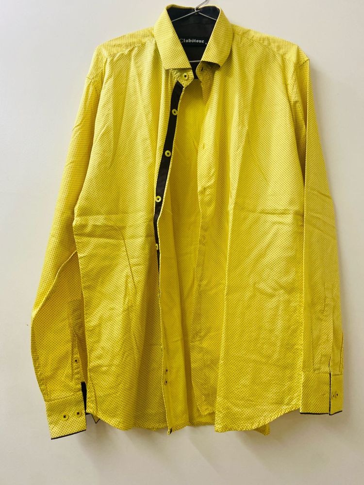 Yellow dotted full-sleeve shirt Size XL