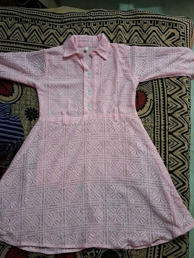 Vintage Pink Lace Mini Dress