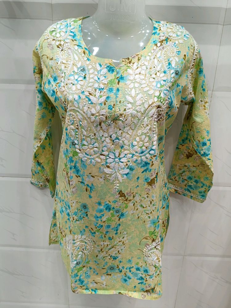 Lakhnavi Hand Embroidery Short Kurti