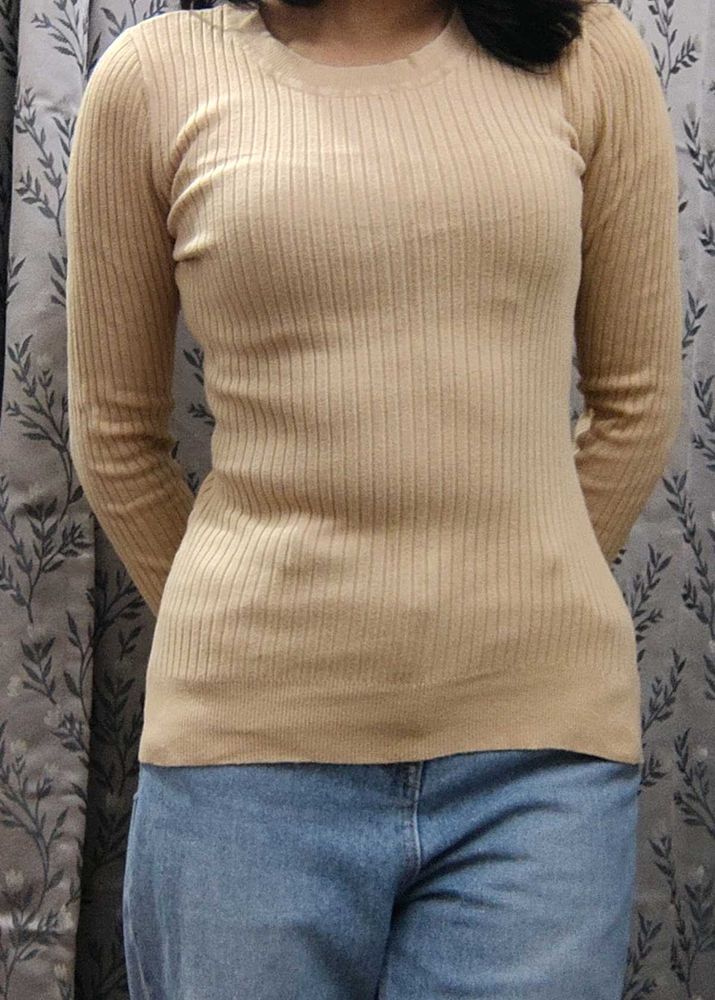 Even &amp; Odd Beige Ribbed Sweater