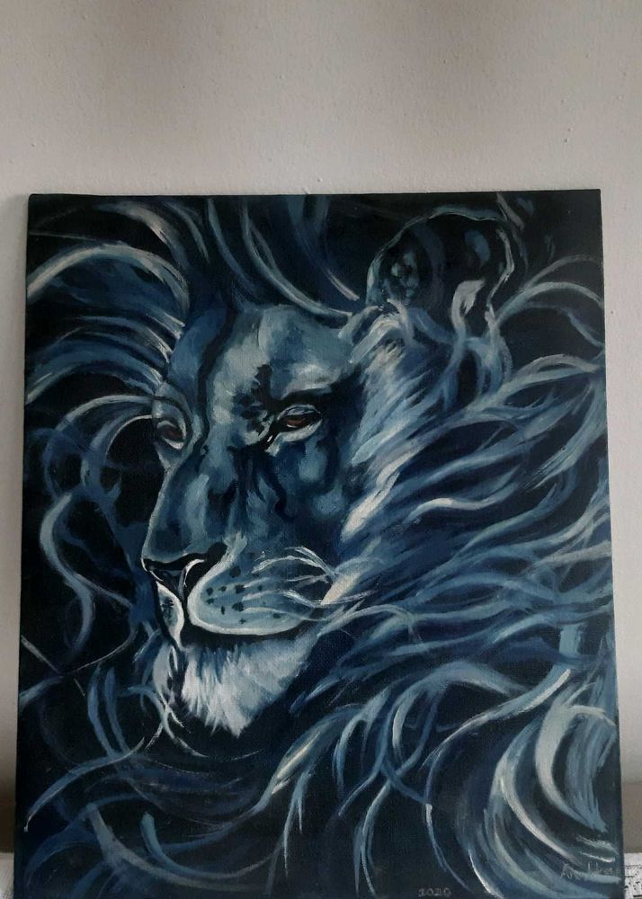 HAND PAINTED - LION on canvas